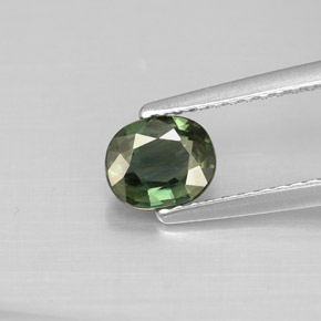 Zafiro verde natural de 0,80 ct, corte óvalo, VS