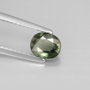 Zafiro verde natural de 0,80 ct, corte óvalo, VS