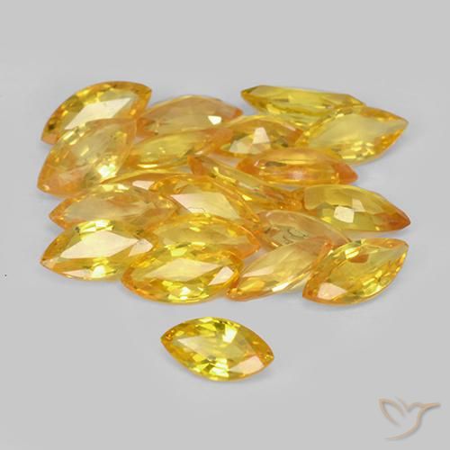 Gemas de Zafiro Dorado medio natural de 3.18 ct, Marquesa, VVS-VS