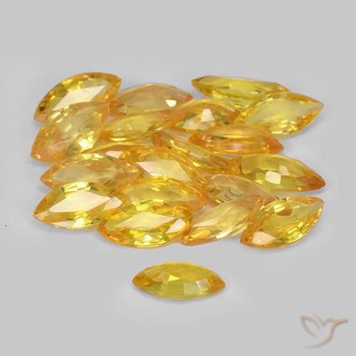 Gemas de Zafiro Dorado medio natural de 3.18 ct, Marquesa, VVS-VS