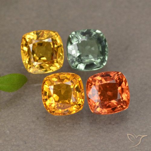 Gemas de zafiro multicolor natural de 1,87 ct, corte cojín, VS