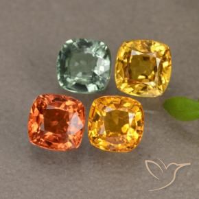 Gemas de zafiro multicolor natural de 1,87 ct, corte cojín, VS