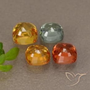 Gemas de zafiro multicolor natural de 1,87 ct, corte cojín, VS