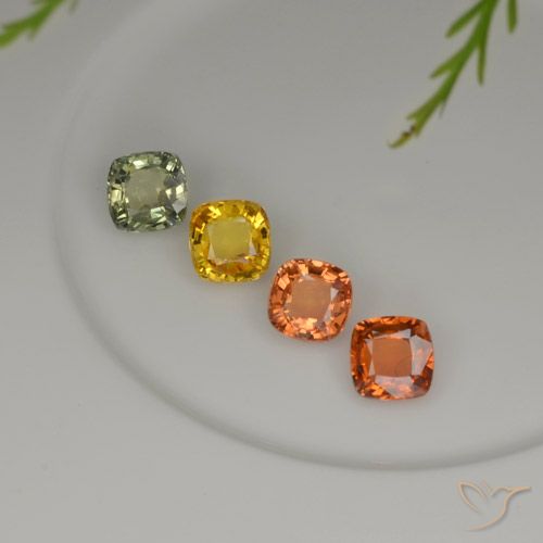Gemas de zafiro multicolor natural de 2,28 ct, corte cojín, VS