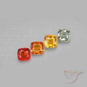 Gemas de zafiro multicolor natural de 2,20 ct, corte cojín, VS