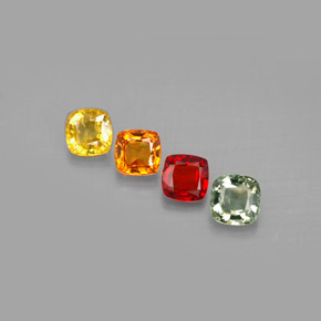 Gemas de zafiro multicolor natural de 2,17 ct, corte cojín, VS