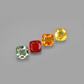 Gemas de zafiro multicolor natural de 2,17 ct, corte cojín, VS