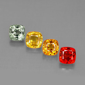 Gemas de zafiro multicolor natural de  ct, corte cojín, VS