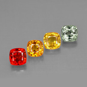 Gemas de zafiro multicolor natural de  ct, corte cojín, VS