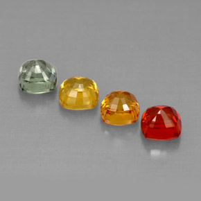 Gemas de zafiro multicolor natural de  ct, corte cojín, VS