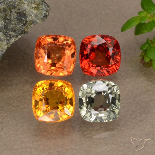 Gemas de zafiro multicolor natural de 2,26 ct, corte cojín, VS