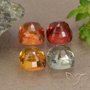 Gemas de zafiro multicolor natural de 2,26 ct, corte cojín, VS