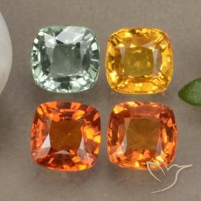 Gemas de zafiro multicolor natural de 2,38 ct, corte cojín, VS