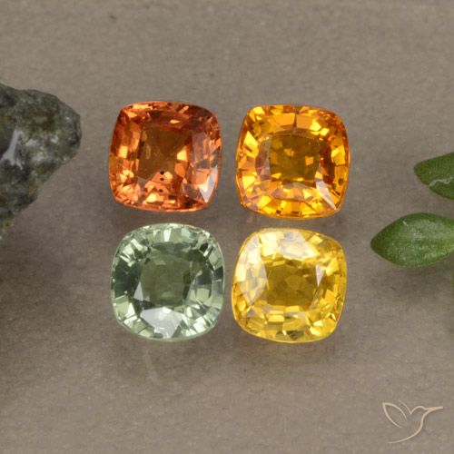 Gemas de zafiro multicolor natural de 1,90 ct, corte cojín, VS