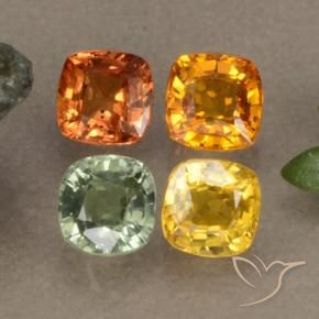 Gemas de zafiro multicolor natural de 1,90 ct, corte cojín, VS