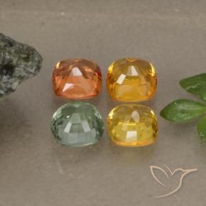 Gemas de zafiro multicolor natural de 1,90 ct, corte cojín, VS