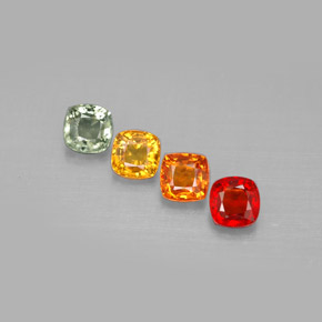 Gemas de zafiro multicolor natural de  ct, corte cojín, VS