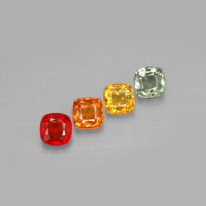 Gemas de zafiro multicolor natural de  ct, corte cojín, VS