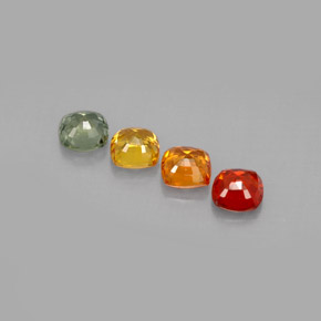 Gemas de zafiro multicolor natural de  ct, corte cojín, VS