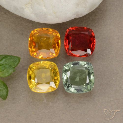 Gemas de zafiro multicolor natural de 2,24 ct, corte cojín, VS
