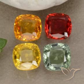 Gemas de zafiro multicolor natural de 2,24 ct, corte cojín, VS