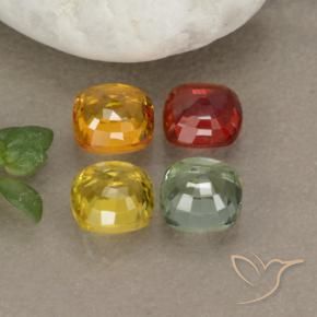 Gemas de zafiro multicolor natural de 2,24 ct, corte cojín, VS