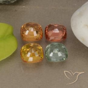 Gemas de zafiro multicolor natural de 2,22 ct, corte cojín, VS