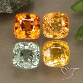 Gemas de zafiro multicolor natural de 2,30 ct, corte cojín, VS