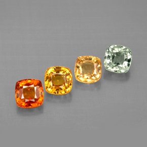 Gemas de zafiro multicolor natural de  ct, corte cojín, VVS-VS