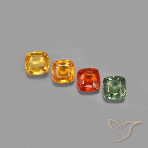 Gemas de zafiro multicolor natural de 2,28 ct, corte cojín, VVS-VS