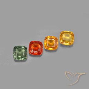 Gemas de zafiro multicolor natural de 2,28 ct, corte cojín, VVS-VS