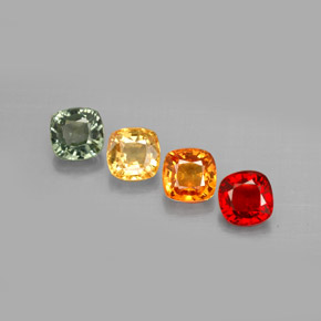 Gemas de zafiro multicolor natural de  ct, corte cojín, VVS-VS
