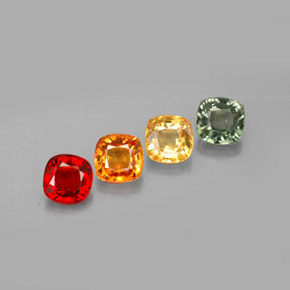 Gemas de zafiro multicolor natural de  ct, corte cojín, VVS-VS