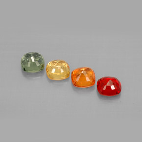 Gemas de zafiro multicolor natural de  ct, corte cojín, VVS-VS