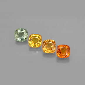 Gemas de zafiro multicolor natural de  ct, corte cojín, VVS-VS