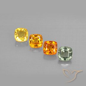 Gemas de zafiro multicolor natural de 2,10 ct, corte cojín, VVS-VS