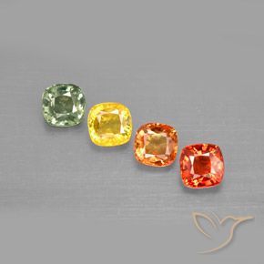 Gemas de zafiro multicolor natural de 2,19 ct, corte cojín, VVS-VS