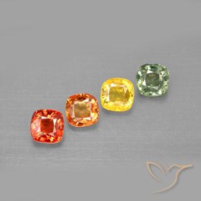 Gemas de zafiro multicolor natural de 2,19 ct, corte cojín, VVS-VS