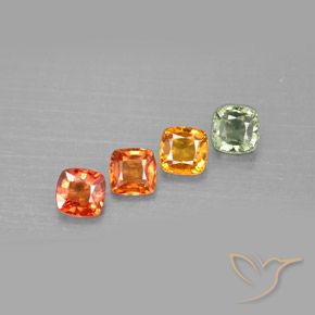 Gemas de zafiro multicolor natural de 1,95 ct, corte cojín, VVS-VS