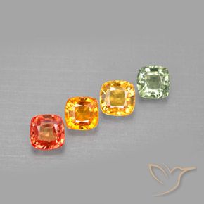 Gemas de zafiro multicolor natural de 2,64 ct, corte cojín, VVS-VS