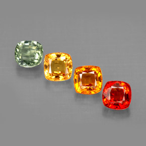 Gemas de zafiro multicolor natural de  ct, corte cojín, VVS-VS