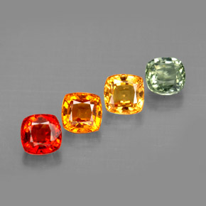 Gemas de zafiro multicolor natural de  ct, corte cojín, VVS-VS