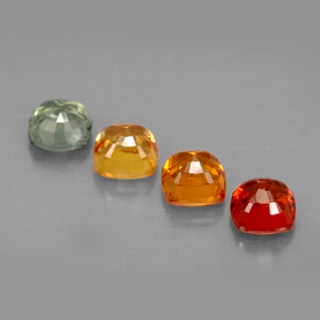 Gemas de zafiro multicolor natural de  ct, corte cojín, VVS-VS