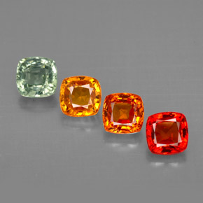 Gemas de zafiro multicolor natural de  ct, corte cojín, VVS-VS