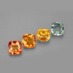 Gemas de zafiro multicolor natural de  ct, corte cojín, VVS-VS