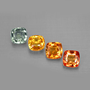 Gemas de zafiro multicolor natural de  ct, corte cojín, VVS-VS