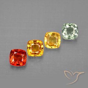Gemas de zafiro multicolor natural de 1,96 ct, corte cojín, VVS-VS