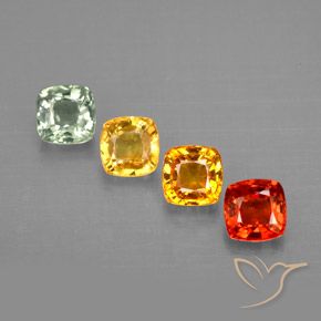 Gemas de zafiro multicolor natural de 1,96 ct, corte cojín, VVS-VS