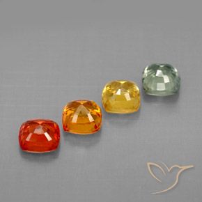 Gemas de zafiro multicolor natural de 1,96 ct, corte cojín, VVS-VS