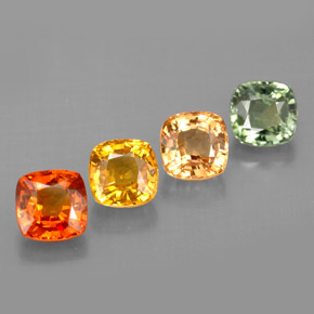 Gemas de zafiro multicolor natural de  ct, corte cojín, VVS-VS